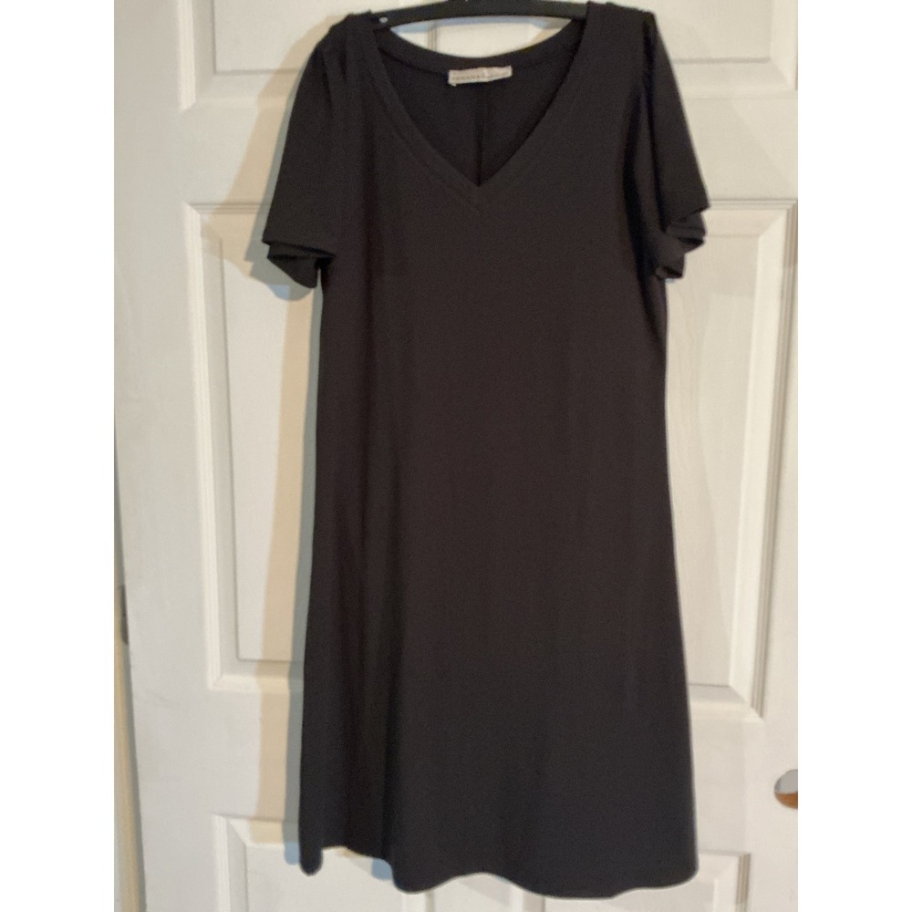 Zenana Black V-Neck Puff Sleeve T-Shirt Dress MD-9083A Womens Small